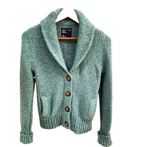 American Eagle Cardigan Sweater Juniors Medium Marled Knit Pockets Academia Y2K